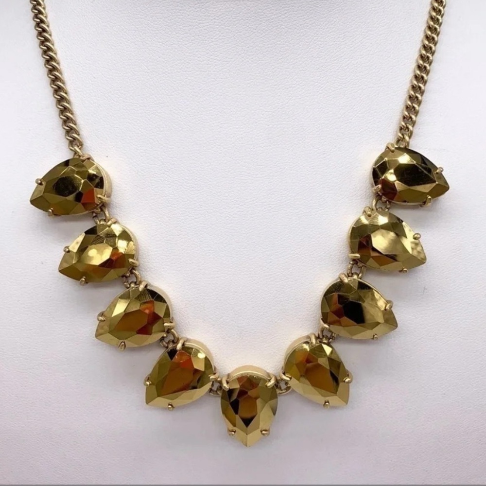 NWT J Crew Teardrop Gold Stone Statement Necklace